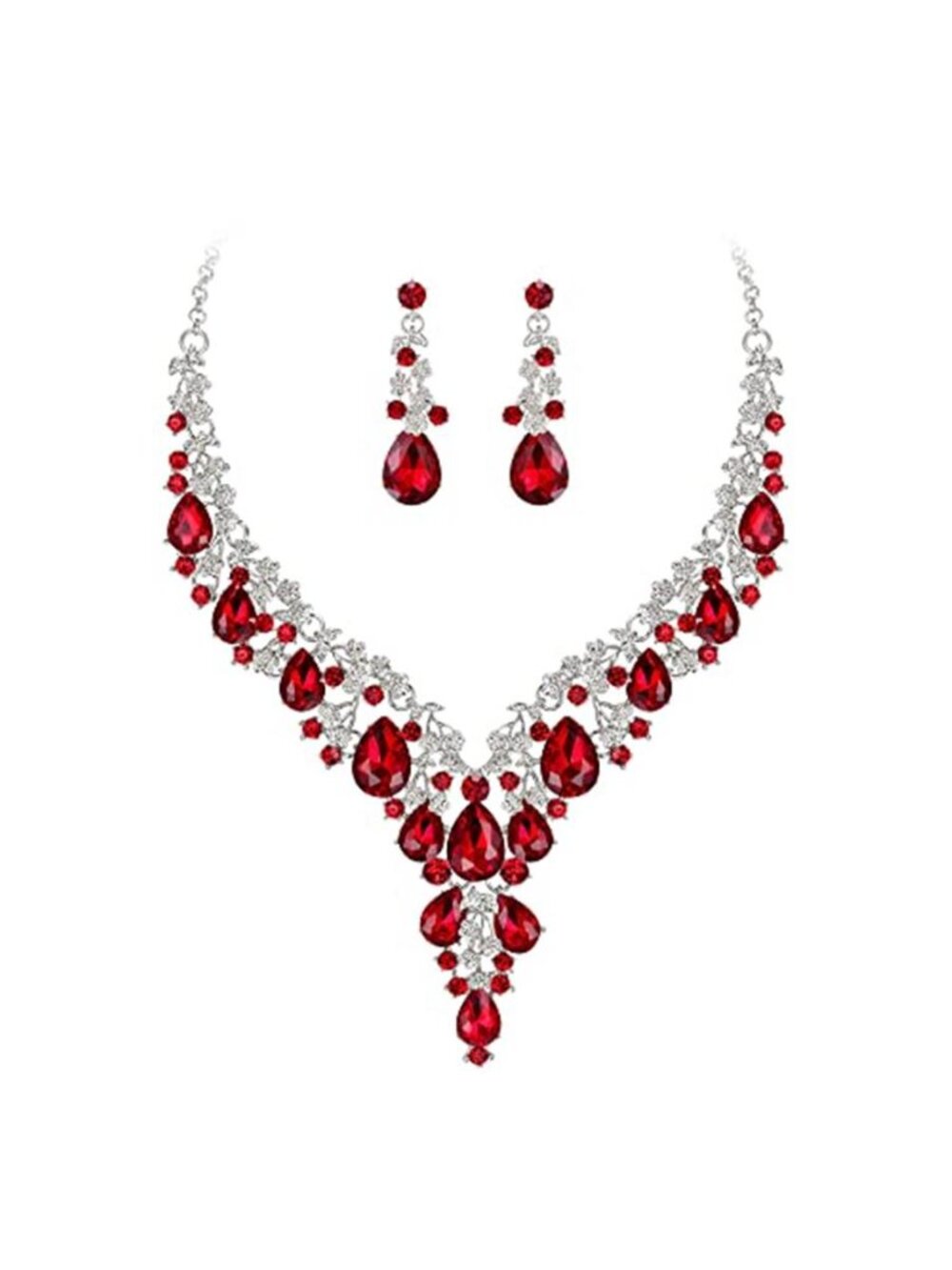 BriLove Wedding Bridal Necklace Earrings Jewelry Set for Women